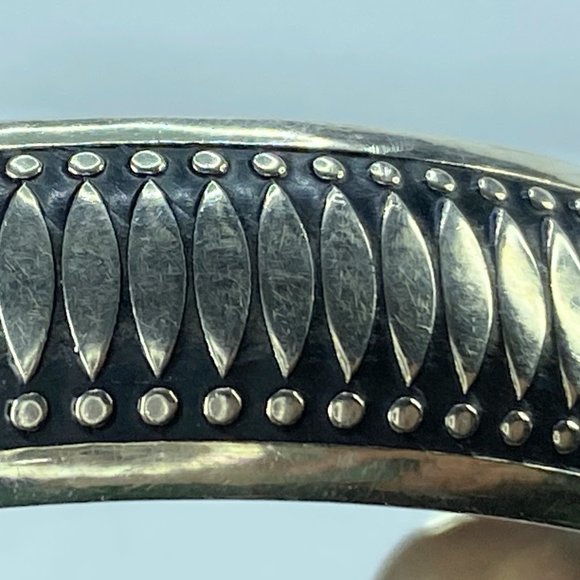 Signed Native American Hallmarked Pictograph Sterling Silver Cuff by B Webb - Picture 6 of 9